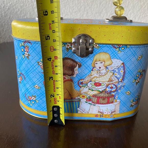 Mary Engelbreit Tin Sewing Box Beaded Handle Latch Box caddy crafts Love & Skill - Picture 4 of 9